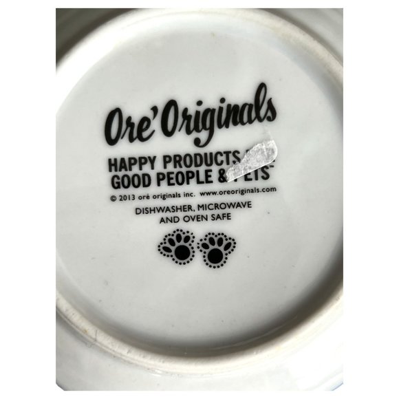 NWOT! Ceramic Pet Food Dish Water Bowl Ore’ Originals Embossed Blue Paws - Picture 5 of 6